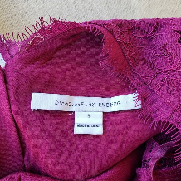 DVF Zarita Magenta Lace Sheath Cocktail Dress 8 - Picture 5 of 8